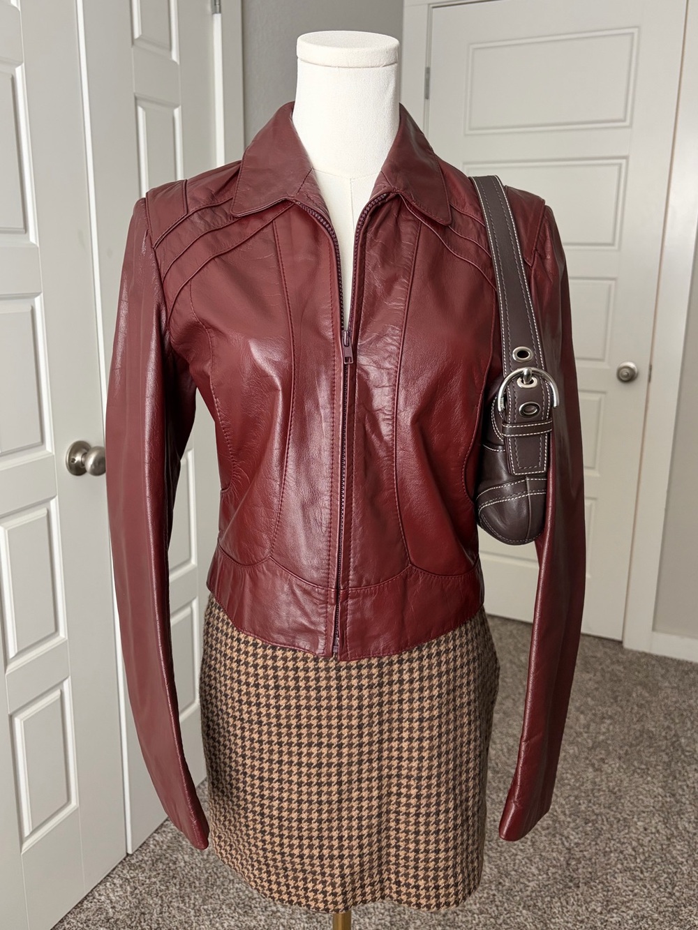 RARE 80s Wilsons Leather Burgundy Leather Jacket - Cropped Leather Jacket